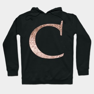 C rose gold glitter monogram letter Hoodie